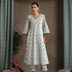 Khushal K Floral Printed A-Line Kurta set
