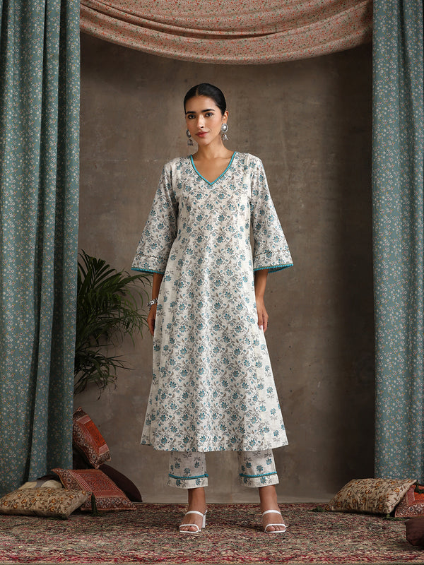 Khushal K Floral Printed A-Line Kurta set