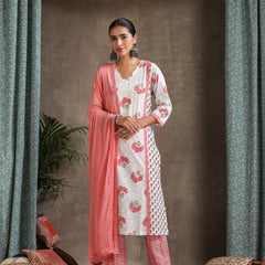 Khushal K Women Floral Printed Regular Straight Kurta set