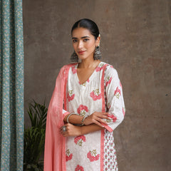 Khushal K Women Floral Printed Regular Straight Kurta set