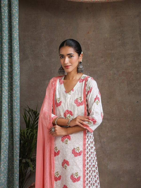 Khushal K Women Floral Printed Regular Straight Kurta set
