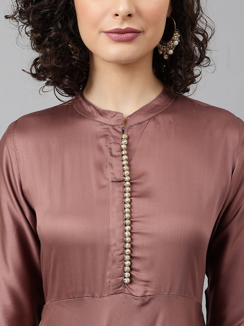 Brown solid Kurta with Trousers with dupatta