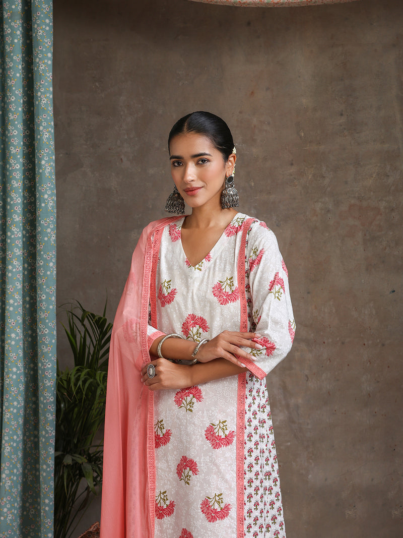 Khushal K Women Floral Printed Regular Straight Kurta set