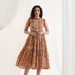 Women Floral Print Fit & Flare Midi Dress