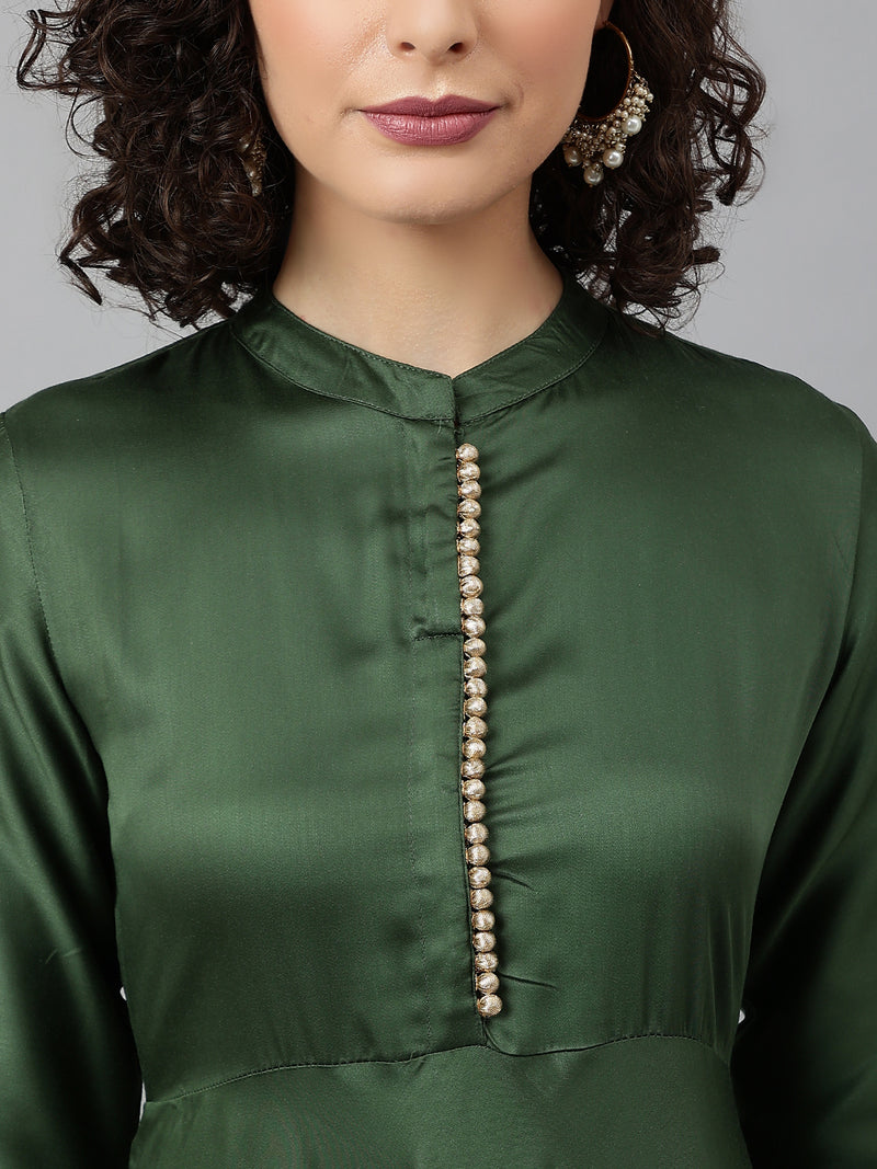 Green printed Kurta with Palazzos with dupatta