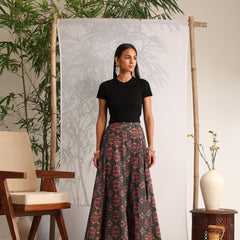Khushal K Womens Cotton Printed Skirts - Black