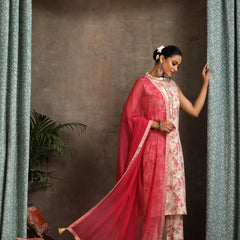 Women Floral Printed Regular Pure Cotton Kurta with Palazzos & With Dupatta