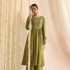 Women Woven Design Self Design Kurta with Palazzos