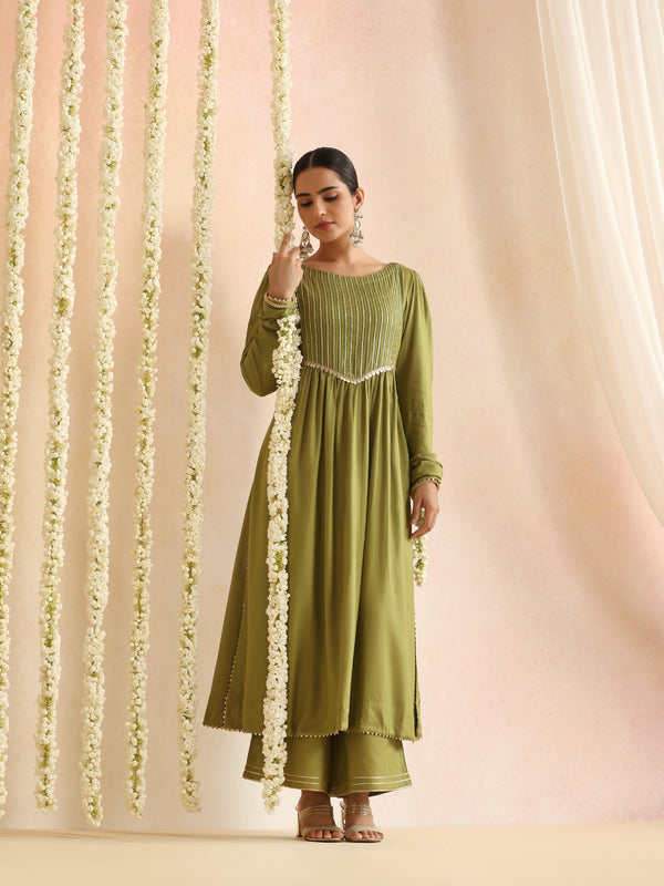 Women Woven Design Self Design Kurta with Palazzos