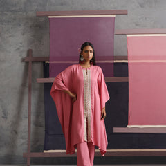 Khushal K Women Mandarin collar Pink Kaftan set