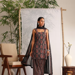 Khushal K Women Cotton kurti and Farshi Salwar with dupatta set - Black