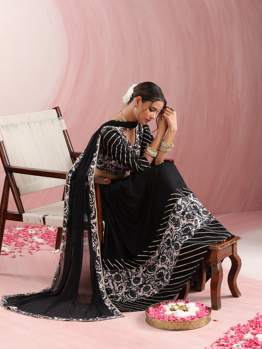 Floral Printed Gotta Patti Ready to Wear Lehenga & Choli With Dupatta