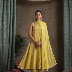 Anarkali Kurta With Palazzos And Dupatta
