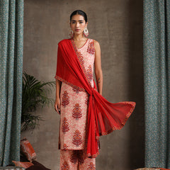 Women Ethnic Motifs Printed Regular Pure Cotton Kurta Palazzos & With Dupatta