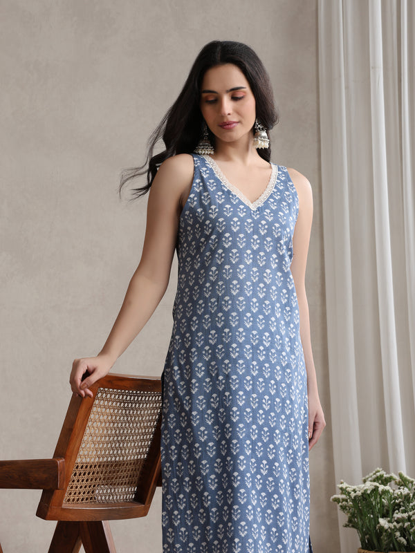 Khushal K Women Floral Printed Regular Pure Cotton Kurta set