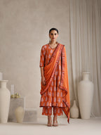 Floral Printed V Neck Pure Cotton A-Line Kurta With Palazzos & Dupatta