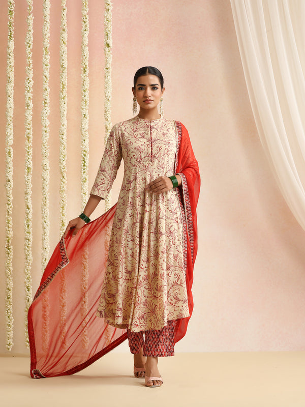 Women Floral Printed Regular Kurta With Trousers & Dupatta