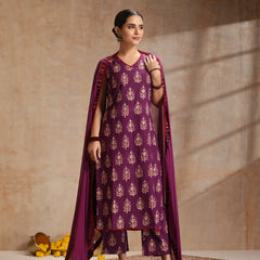 Women Ethnic Motifs Printed Regular Pure Cotton Kurta with Trousers & Dupatta