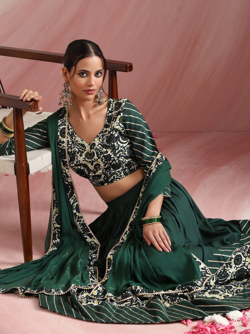 Embroidered Sequinned Ready To Wear Lehenga & Blouse With Dupatta