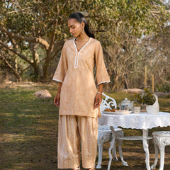 Khushal K Women Printed Regular Pure Cotton brown Kurta & Farsi Salwar