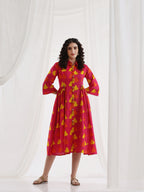 Women Floral Printed Fit & Flare Midi Dress