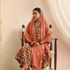 Women Ethnic Motifs Printed Cotton A-Line Kurta with Palazzos & Dupatta