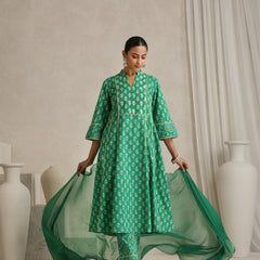 Women Floral Printed Regular Pure Cotton Kurta with Palazzos & With Dupatta
