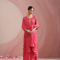 Pink Embroidered Kurta Set with Dupatta
