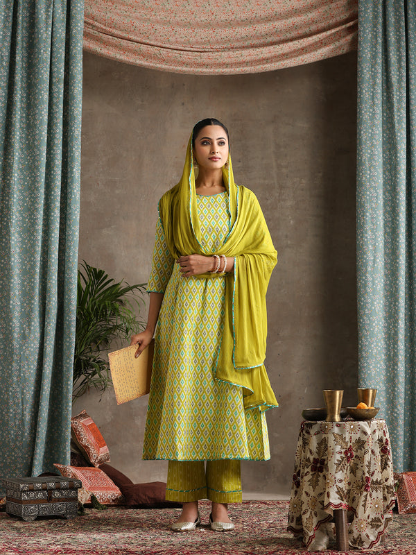 Khushal K Women Printed Regular Pure Cotton Kurta set