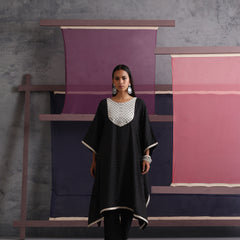 Khushal K Women Embroidered Black Printed Kaftan set