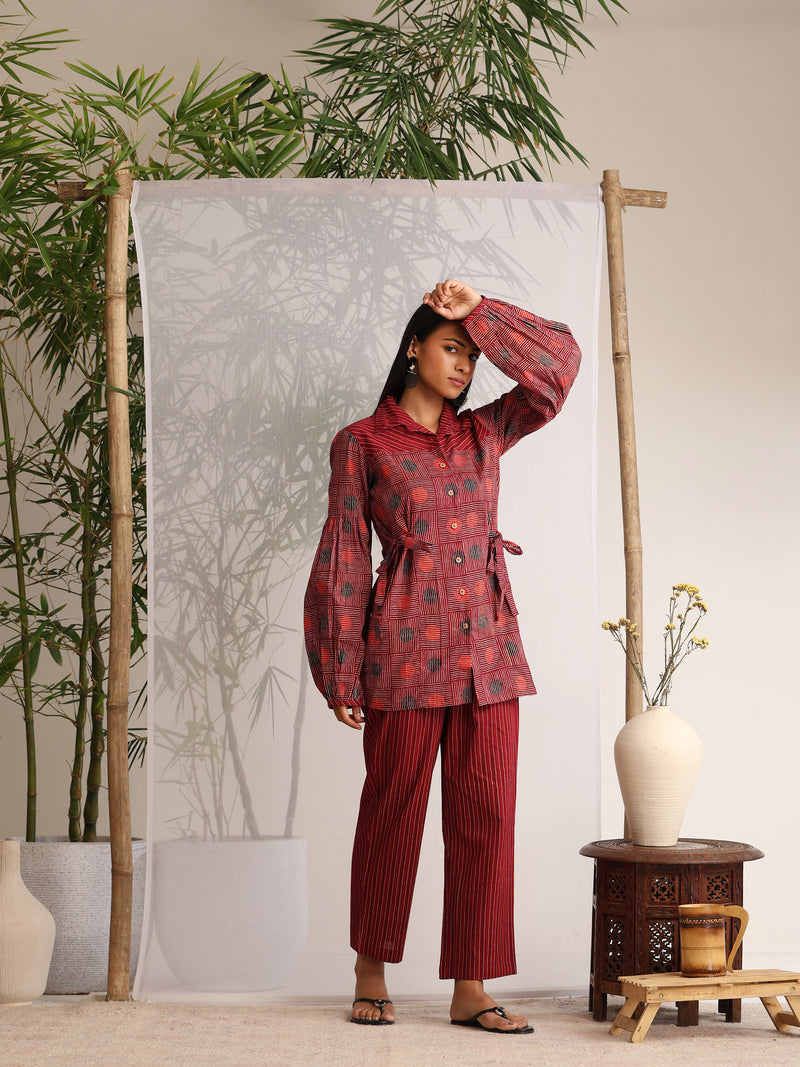 Khushal K Women Co-Ords set - Maroon