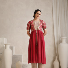 Traditional Jacket Style Cord Set with Printed Inner & Trouser