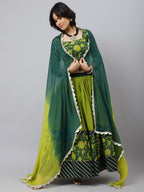 Floral Printed Cotton Lehenga & Blouse With Dupatta