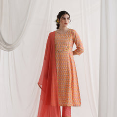 Khushal K Women Geometric Printed Pure Cotton A-Line Kurta set