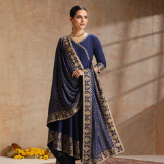 Women’s Ethnic Embroidered Angrakha Kurta Set with Trousers and Dupatta