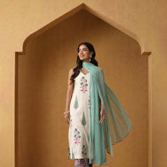 Khushal K Women Floral Printed Sleeveless Pure Cotton Kurta Set