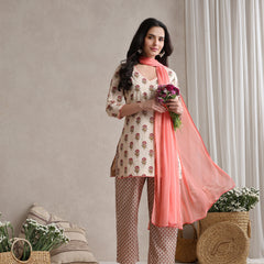 Khushal K Women Floral Printed Cotton Kurta set
