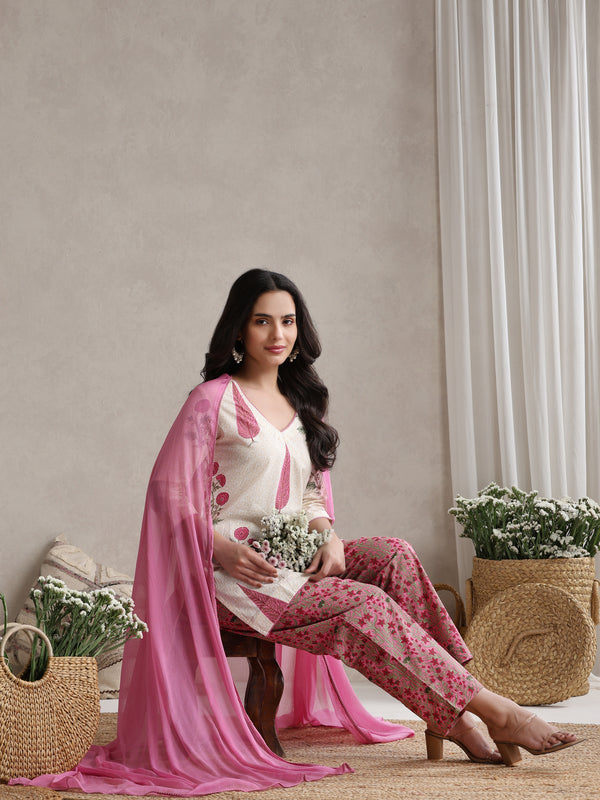 Khushal K Women Ethnic Motifs Printed Regular Pure Cotton Kurta set
