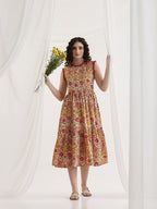 Women Floral Print Fit & Flare Midi Dress