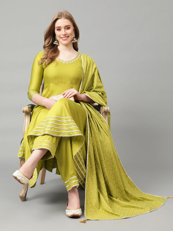 Khushal K Women Regular Gotta Patti Kurta Sets