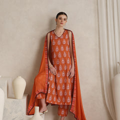Floral Printed Pure Cotton Straight Kurta With Palazzo And Dupatta