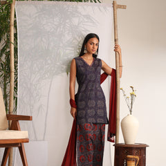 Khushal K Women Cotton kurti and Farshi Salwar with dupatta set - Blue