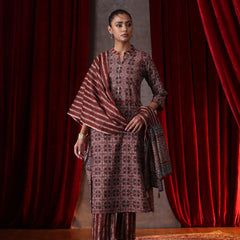Khushal K Women Cotton kurta and palazzo with dupatta set - Rust