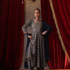 Khushal K Women Cotton kurta and palazzo with dupatta set - Black