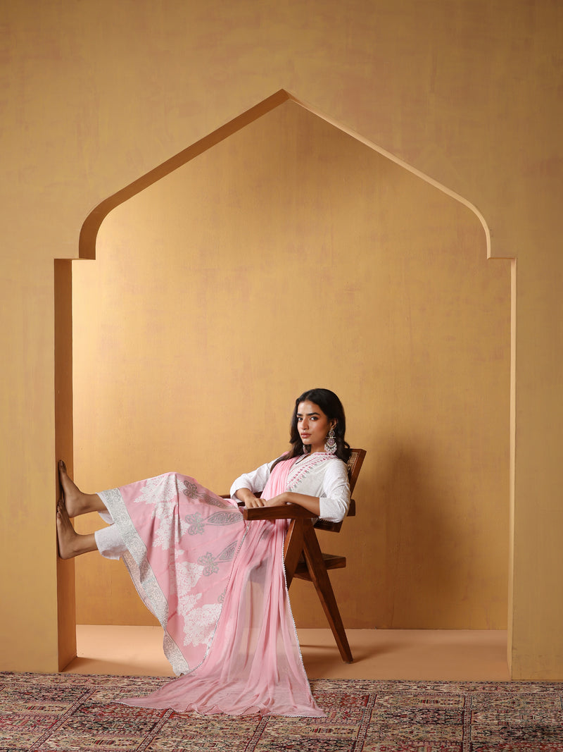 Khushal K Floral Embroidered Anarkali Thread Work Kurta set