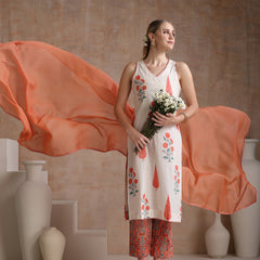 Floral Printed Pure Cotton Straight Kurta with Palazzos & With Dupatta