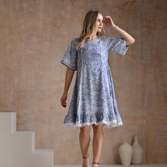 Women Floral Printed Cotton Fit and Flare A-Line Dress