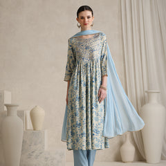 Khushal K Women Floral Printed Regular  Thread Work Kurta set