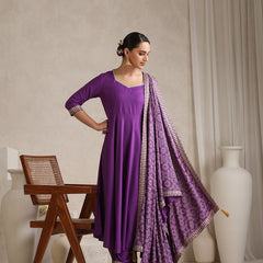 Khushal K Women Purple Anarkali Zari Kurta set