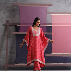 Khushal K Women Ethnic Motifs Printed Red Kaftan set